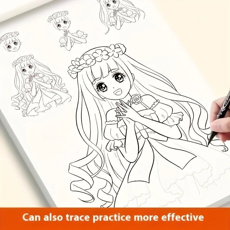 Anime Character Line Art Drawing Book for Beginners|48 Pages Sketchbook with Outlines|Ideal for Cartoonists and Cartoon Styli