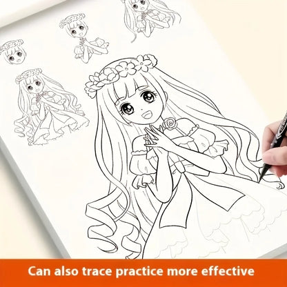 Anime Character Line Art Drawing Book for Beginners|48 Pages Sketchbook with Outlines|Ideal for Cartoonists and Cartoon Styli