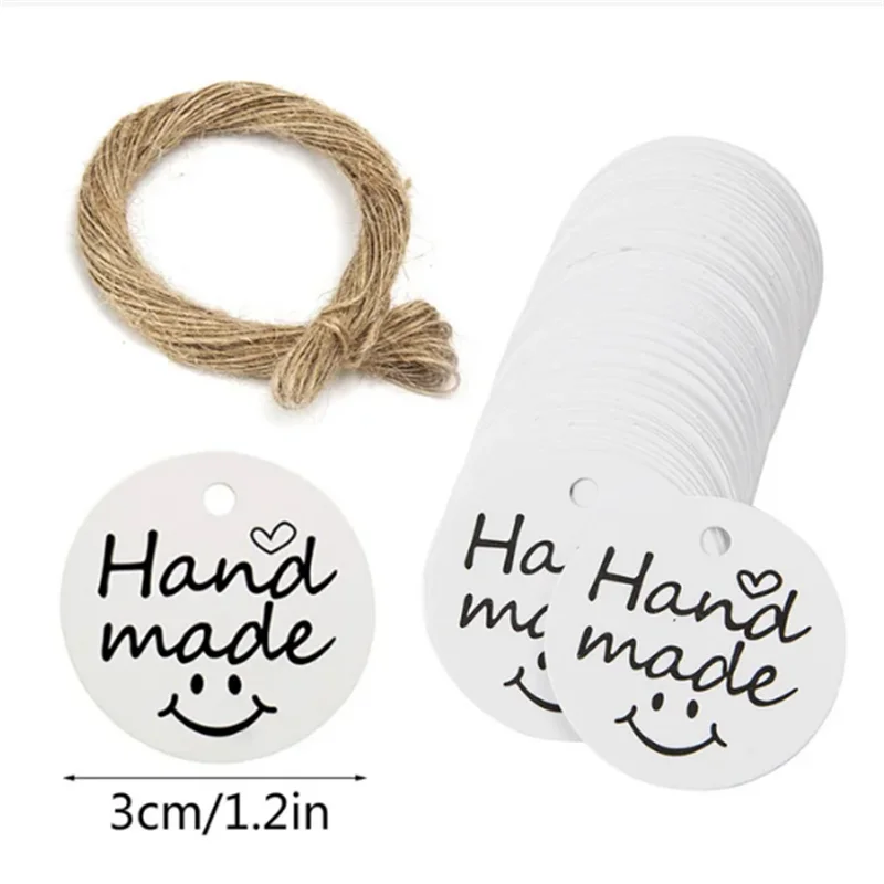 100pcs Kraft Paper Handmade Thank You Gifts Tags for DIY Party Decoration Candle Plaster Craft Gift Packaging Tag Paper