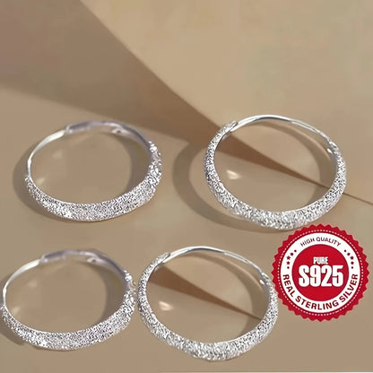Pure Silvery Earrings For Women Frosted Sparkling Starry Circle Earrings Valentine's Mother's Jewelry Gifts