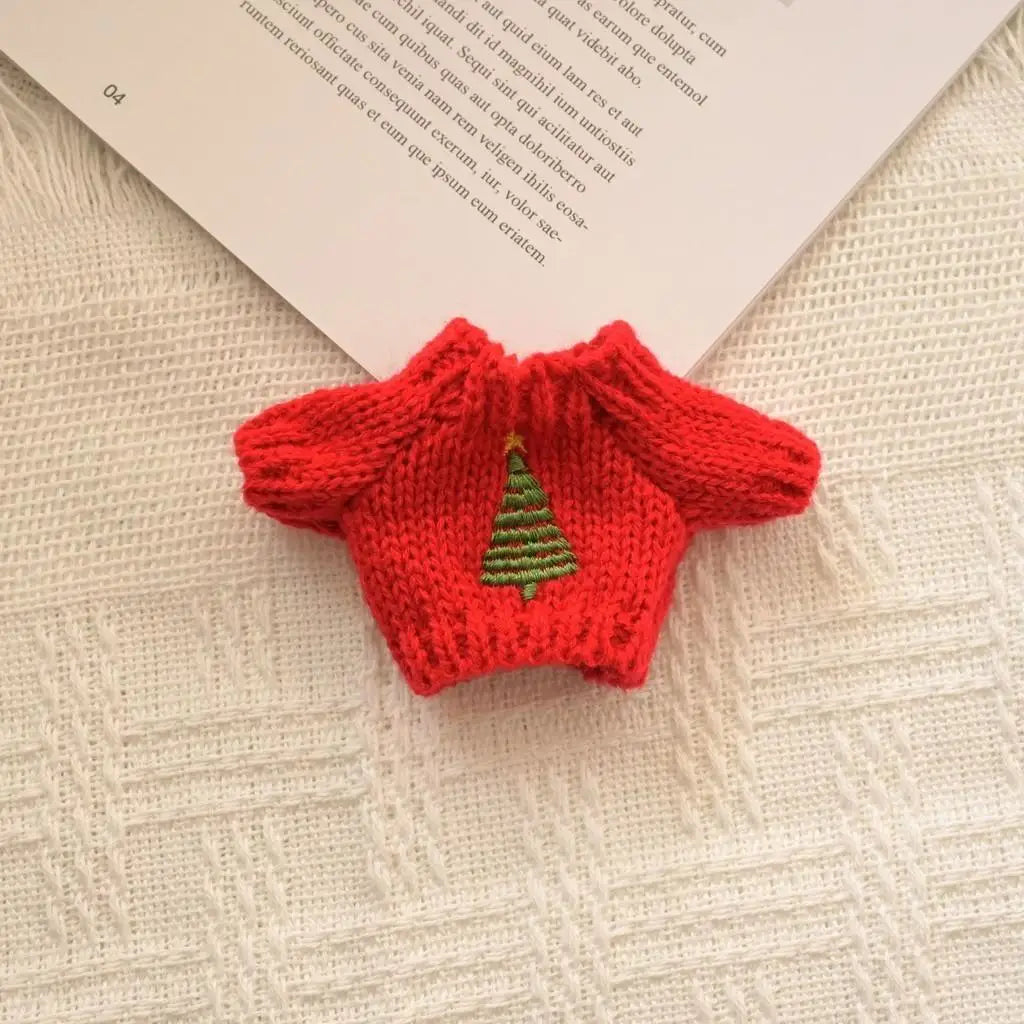 17cm Cute Mini Plush Doll'S Clothes Outfit Accessories For Korea Kpop Exo Labubu Idol Dolls Christmas Knitted Sweater Kid Gif