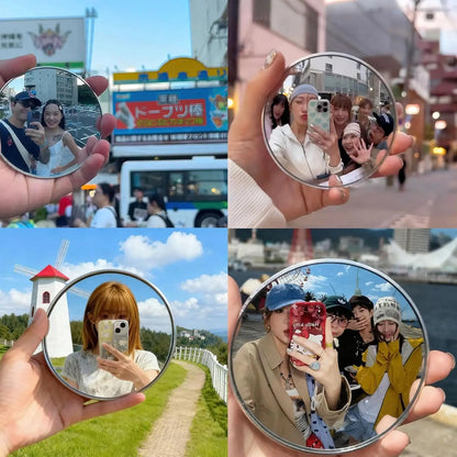 7.5cm/9.5cm Mini Round Mirror Travel Selfie Mirrors Portable Convex Wide-angle Spherical Mirror for IPhone Samsung Vlogging