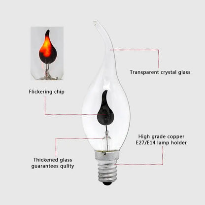 Vintage Edison E14 E27 Led Bulb Candle Light Flame Effect Bulb 3W AC220V Home For Decor Lighting Ampoule Candle Bulb