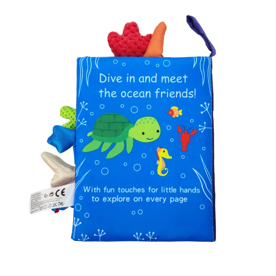 0-36M Baby Early Learning Toy Tail Cloth Book Parent-child Interactive Sound Paper Puzzle Cloth Book Rattle