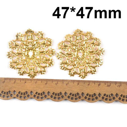 Round Flowers Filigree Wraps Connectors Metal Crafts Supplies For DIY Jewelry Accessories Findings Making Scrapbook Home Deco