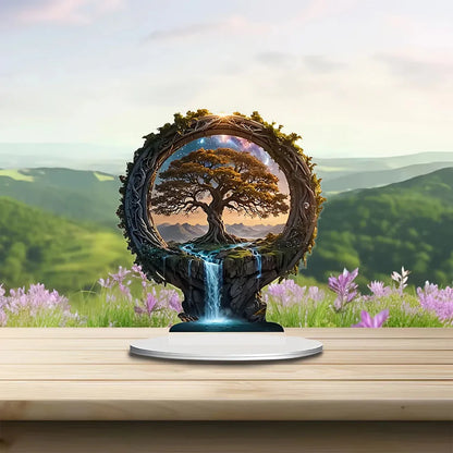 1pc Art Deco Acrylic Tree of Life Decor - 2D Flat Printing, Plant Theme, Tabletop Display, Multipurpose for Home & Office