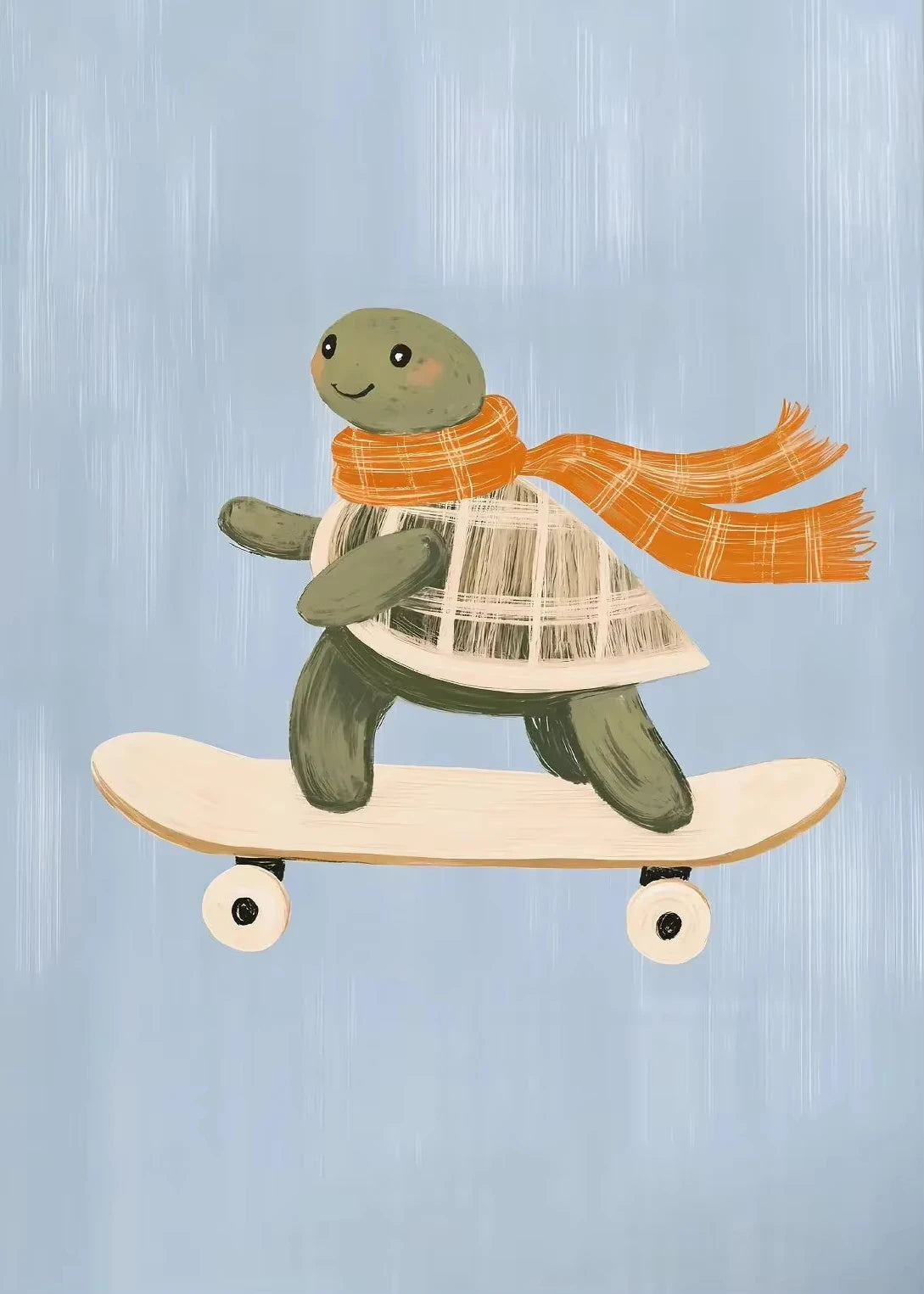 Minimalist Cute Skateboard Animal Wall Art Dog, Lion, Crocodile, Tiger, Bear, and Car Canvas Print Home Decor for Kids' Rooms