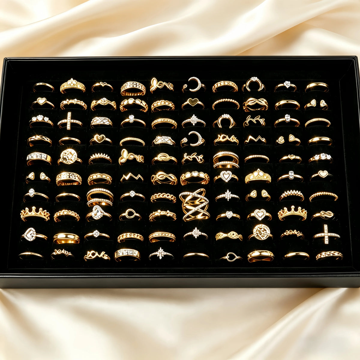 20/30/50Pcs/Lot Elegant Bohemia Heart Moon Rings Set For Women Mix Style Fashion Jewelry For Birthday Daily Wear