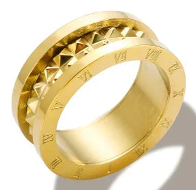 Stainless Steel Ring for Women Inlaid Zircon Rings Waterproof Romantic Fashion Jewelry - A52 Gold / 8