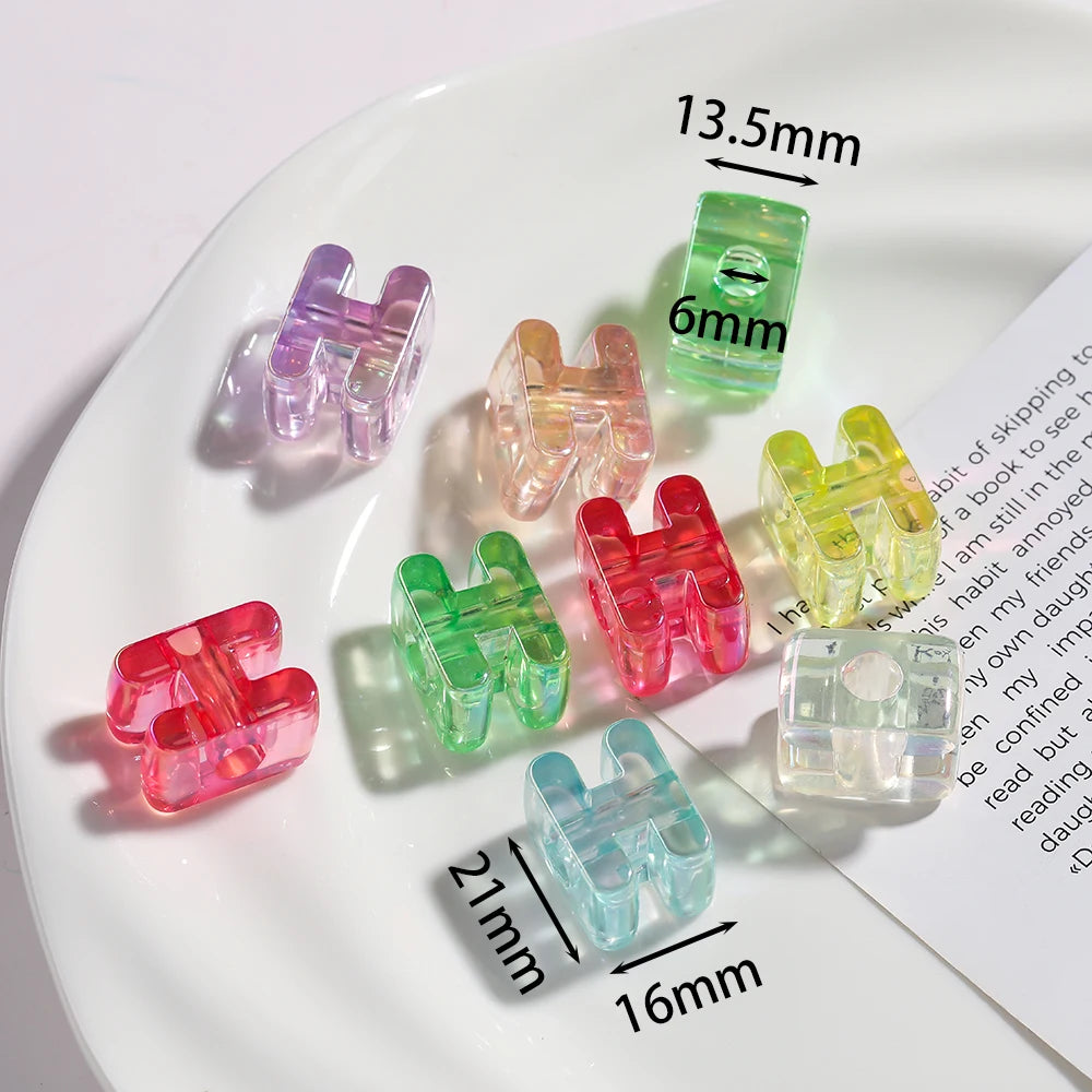 5pcs/lot Multicolour Random Letter Beads Acrylic Transparent Alphabet Bead For Jewelry Making DIY Necklace Keychain Accessori