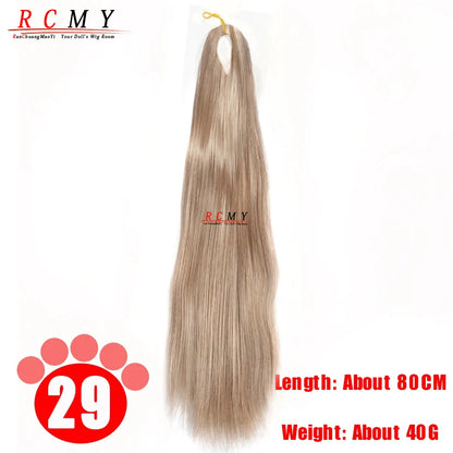 BJD SD Doll 80CM/40 White Black Hair Row Milk Silk Anti-Mohair Wig Handmade Hook Transplant Material for Girls and Boys Hair 