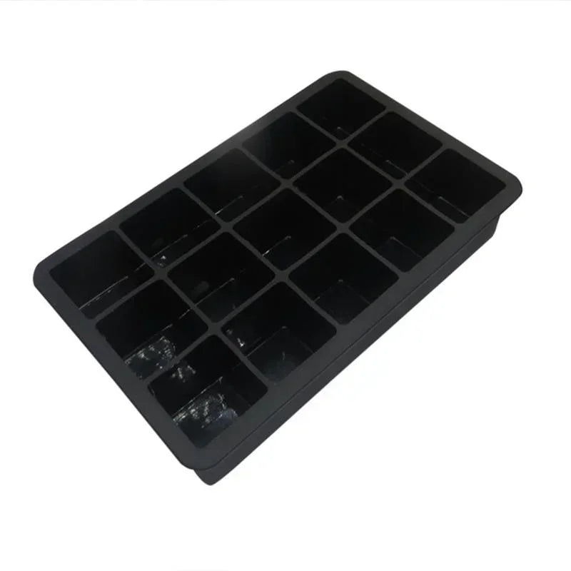 New 15 Grid Silicone Ice Cube Mold Big Tray Mold Ice Cube Maker Non-toxic Durable Bar Pub Wine Ice Blocks Maker - black