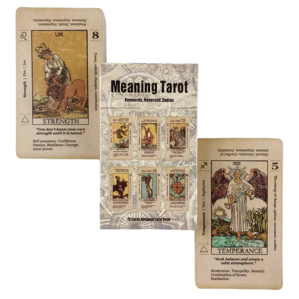 Meaning Tarot Card With Meaning On Them Beginner Tarot Keyword Antiqued Tarot Deck Learn Tarot 78 Cards - TT303