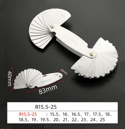 Measuring Tool for Radius Gauge 0.3-7mm High-Precision R-Gauge R7.5-15mm/R15.5-25mm/R25-50mm Arc Radius Measuring Tool Arc Ru