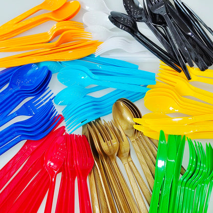 Disposable Knife Fork Spoon Cutlery Set Pink Blue Disposable Tableware Birthday Party Decorations Wedding Baby Shower Supplie
