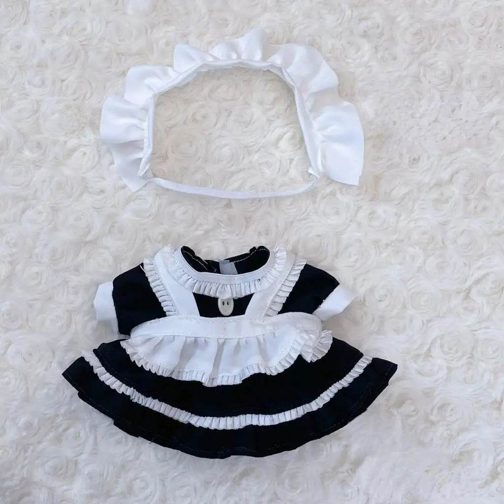 20cm Cute Mini Plush Doll'S Clothes Outfit Accessories Maid Skirt Cute Doll Dress Suit - 03