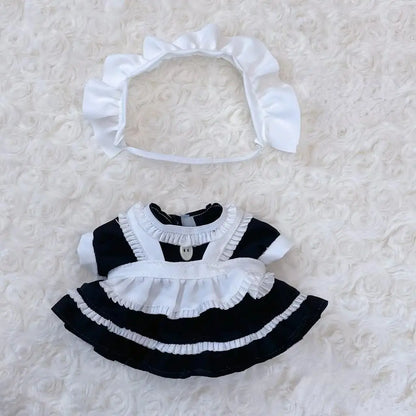 20cm Cute Mini Plush Doll'S Clothes Outfit Accessories Maid Skirt Cute Doll Dress Suit - 03
