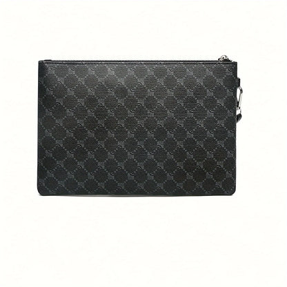 Pu Fashion Men's Clutch Bag Business Large Wallet Wrist Bag Large Coin Purse Storage Bag - black