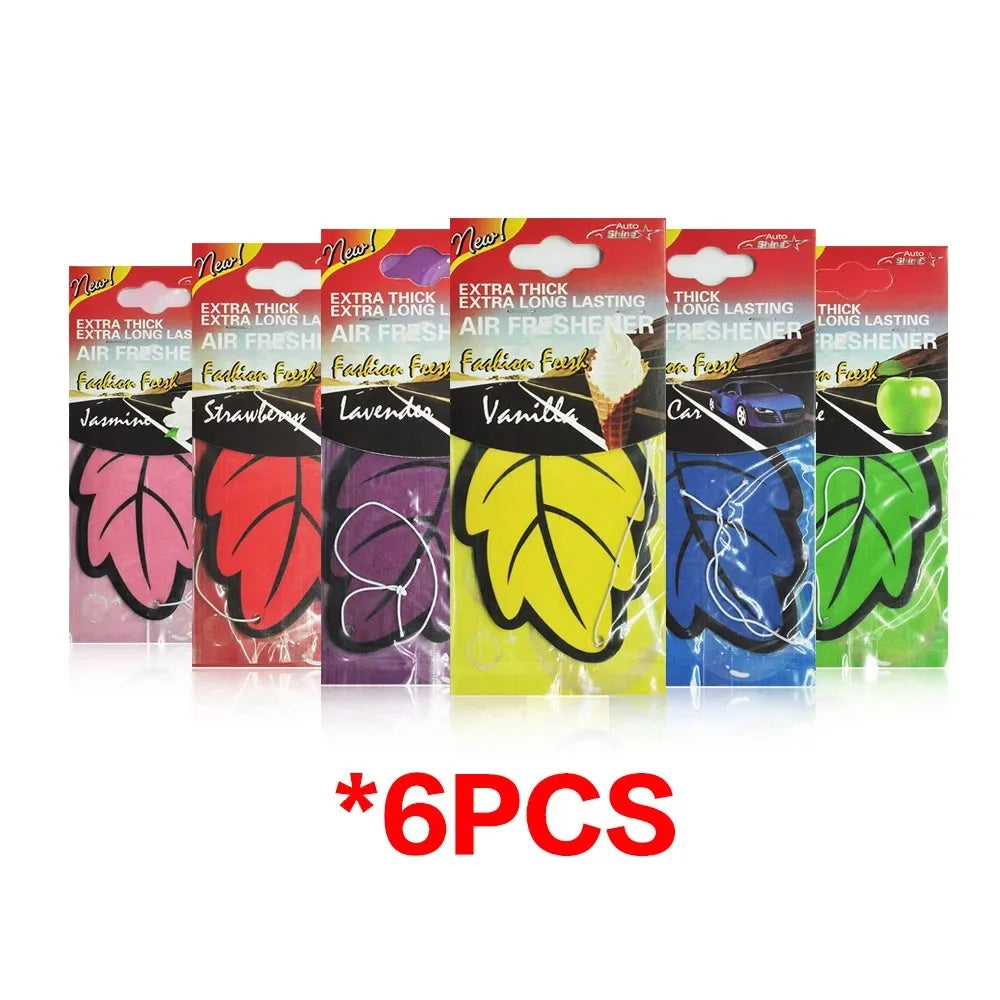 3-60pcs Car Air Freshener Natural Scented Tea Paper Auto Hanging Vanilla Perfume Fragrance Leaf Shape Car Accessories Interio