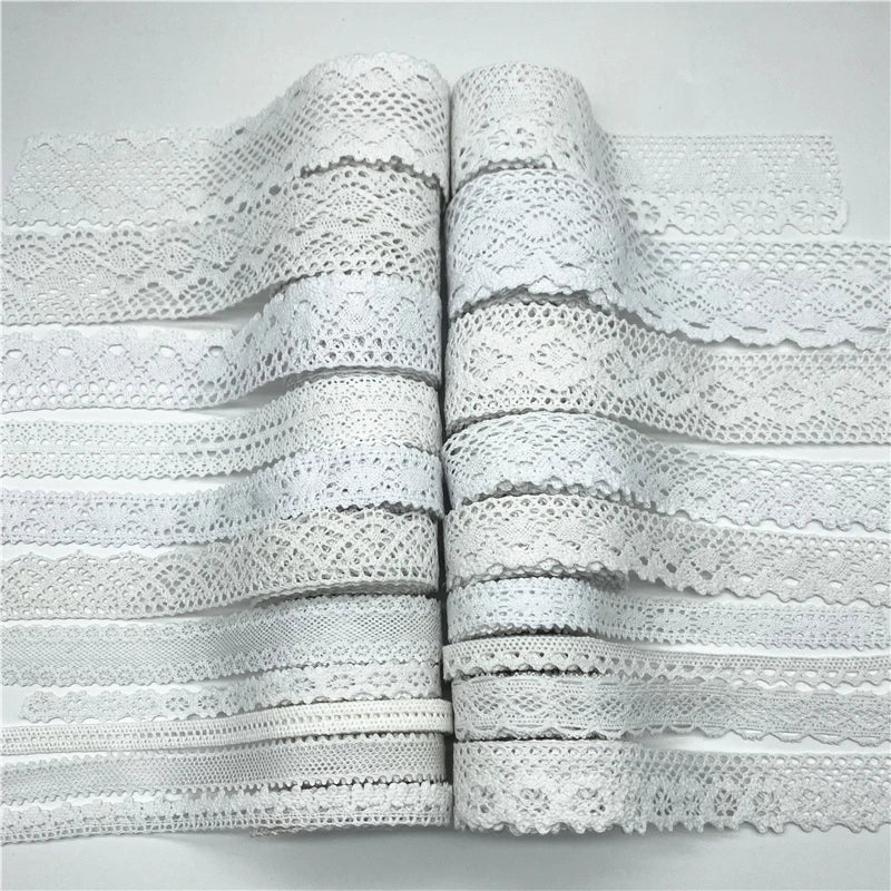 10mm-50mm 2yards White 100%Cotton Lace Ribbon For Apparel Sewing Fabric Trim Cotton Crocheted Lace Ribbon Handmade Accessorie