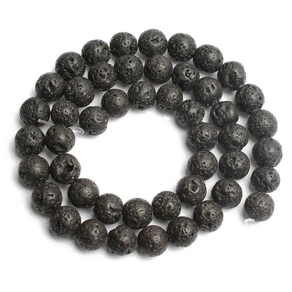 4-14mm Natural Black Volcanic Lava Stone Round Beads 15" Pick Size For Jewelry Making diy Bracelet