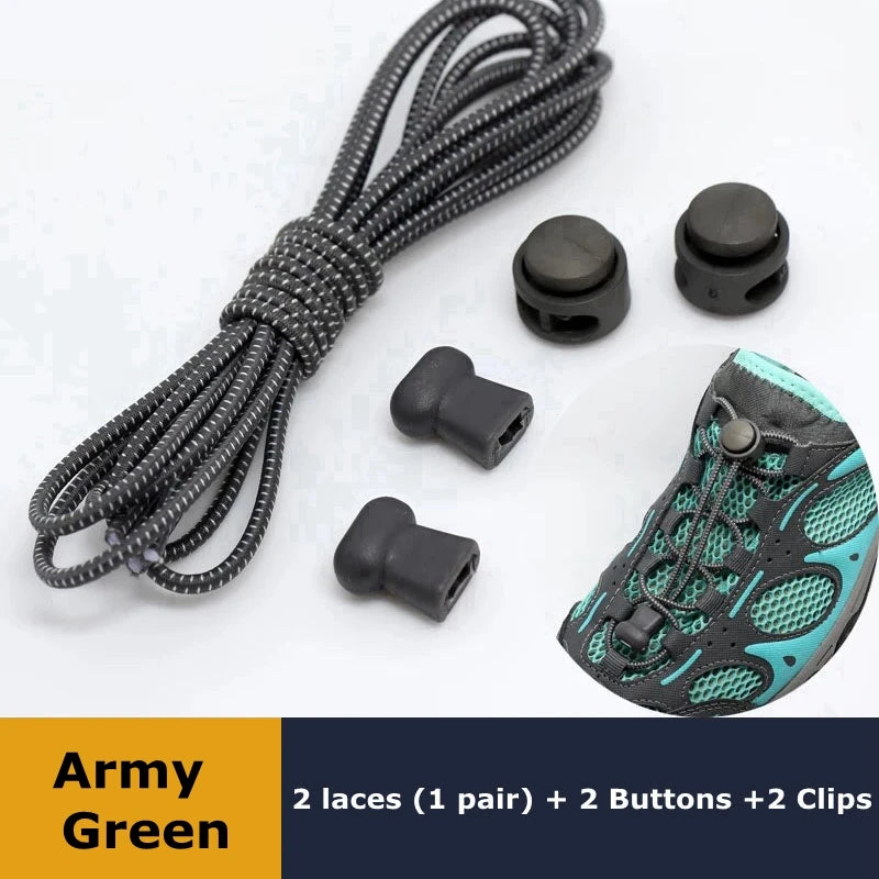1Pair Shoelaces for Sneaker Elastic No Tie Shoe Laces Stretching Lock Lazy Laces Quick Rubber Shoelace Round Shoestrings - ar
