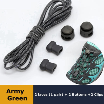 1Pair Shoelaces for Sneaker Elastic No Tie Shoe Laces Stretching Lock Lazy Laces Quick Rubber Shoelace Round Shoestrings - ar