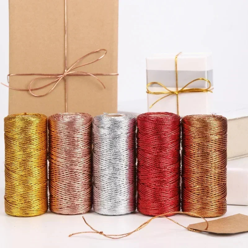 1.5mm 100M Gold Silver Macrame Cord Rope String for Sewing DIY Rope 100M Macrame Rope String for Sewing and Crafts Thread Twi