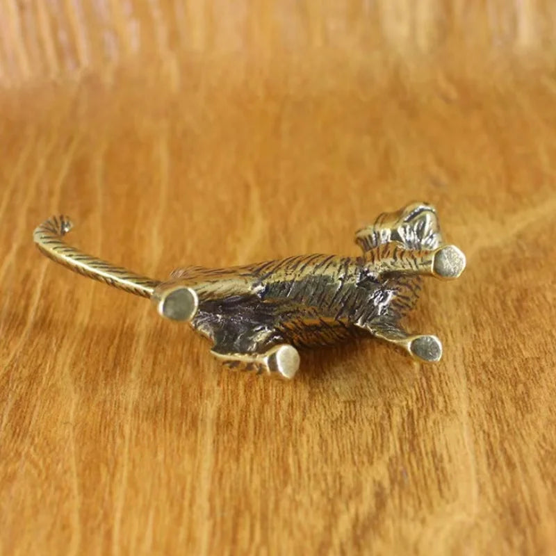 Creative Retro Brass Little Pet Cat Statue Interesting Mini Long-Tailed Cat Tabletop Ornament Miniature Home Decor Crafts Gif