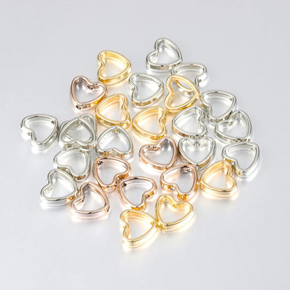 50pcs Heart Frame Wrapped Bead Double Stright Hole Spacers Loose Beads for Jewelry Making DIY Findings
