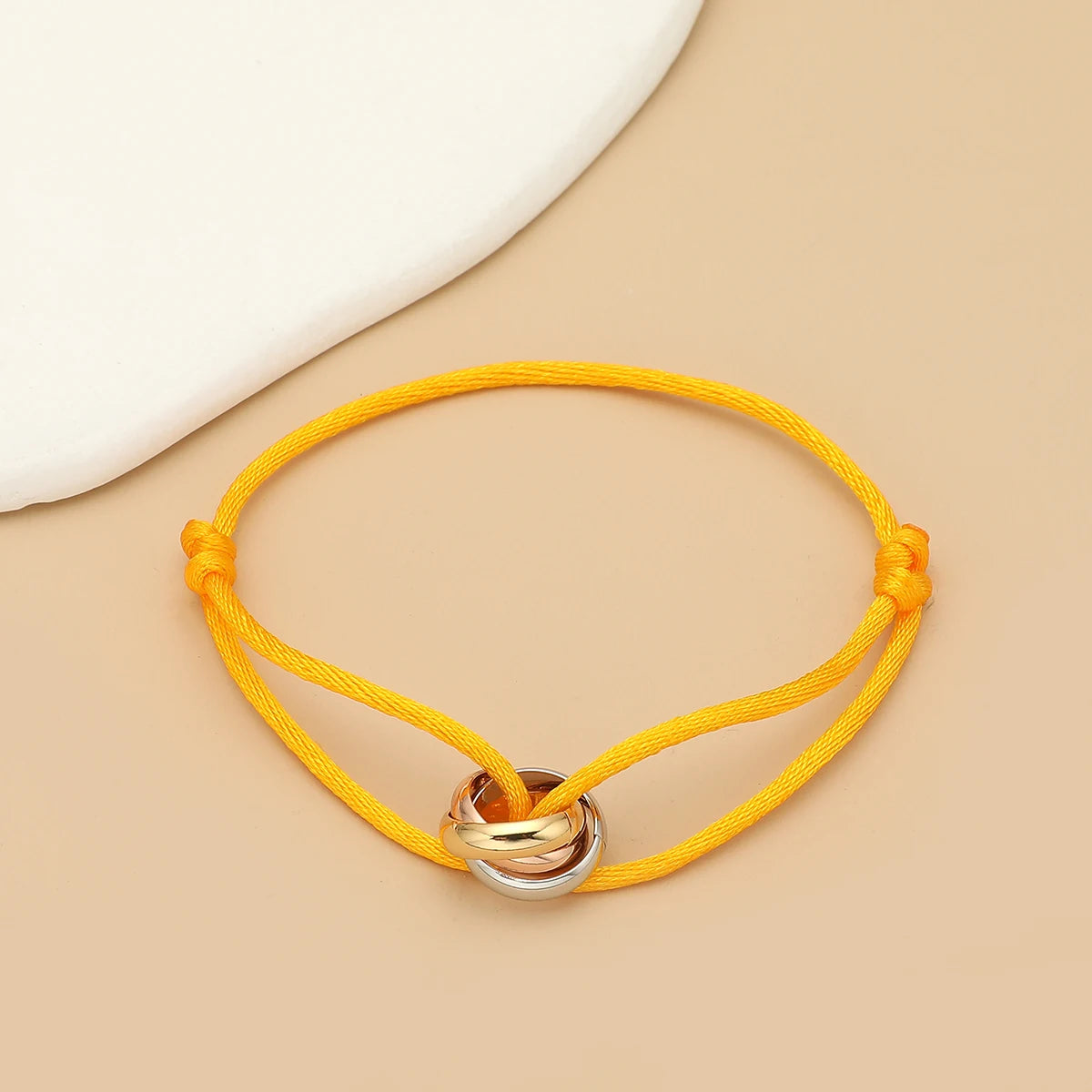 Simple Fashion Unisex Bracelet 3 Metal Round Circle Accessory Adjustable Men's Rope Bracelet for Women Jewelry Gifts
