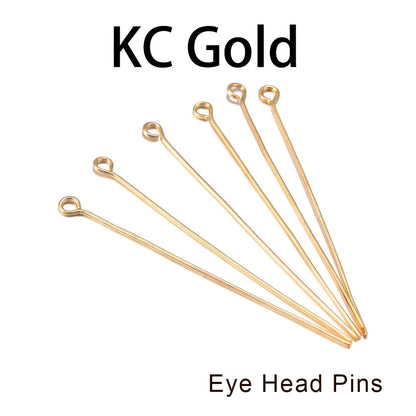 100-200Pcs/Lot 10-70mm Heads Eye Flat Head Pin Gold Plated Ball Head Pins for Jewelry Findings Making Accessories Supplies