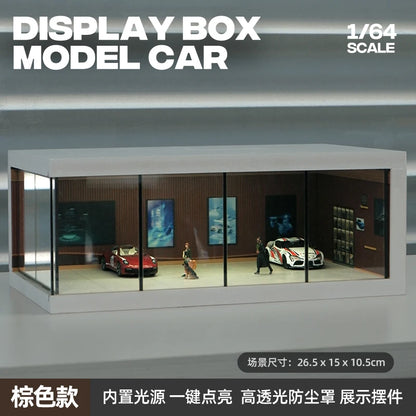 1/64 Car Showroom Dioramas Miniature Scene Layout Transparent Parking Lot Dust Cover Storage Boxes Display Case for Car Model