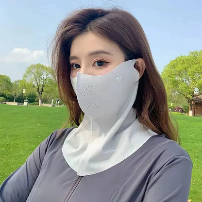 Women Sunscreen Veil Summer Neck Face Mask UV Protection Breathable Ice Silk Sun Protection Masks Veils Outdoor Sport Face Co