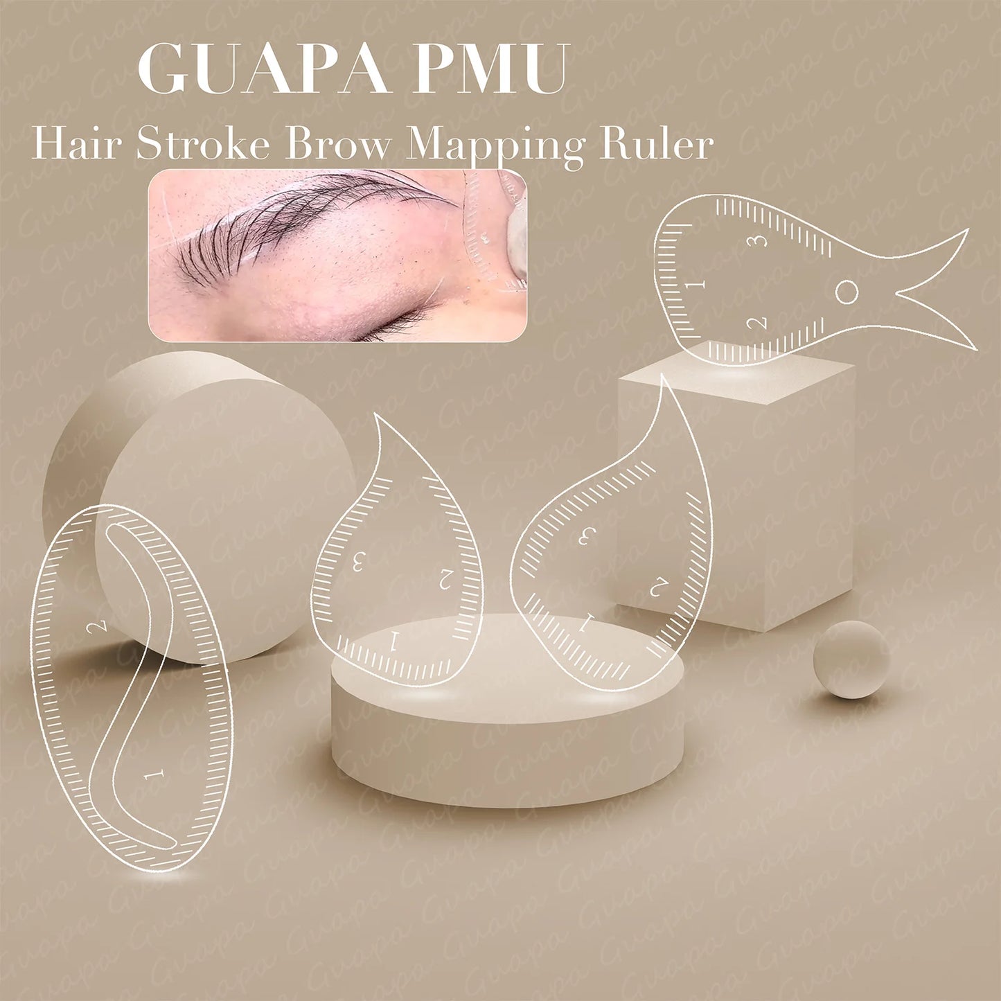 Tear Drop Arch Brow Mapping Tool Kit 1 Minute Brow Shaping Ruler Template Stencils Fast Drawing PMU Eyebrow Hairstroke Eyelin