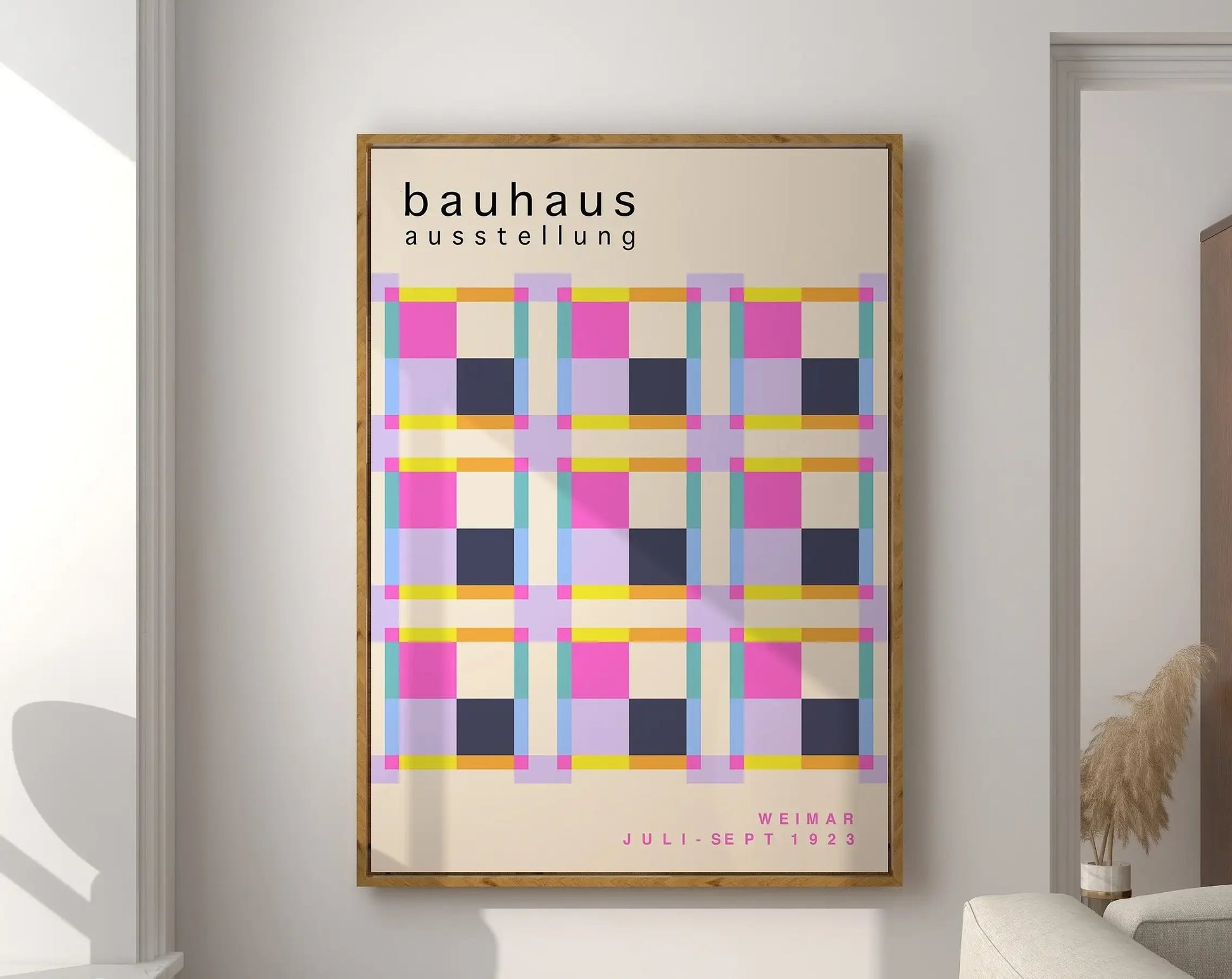Mid Century Bauhaus Geometric Canvas Prints Poster Retro Abstract Wall Art Painting Pics for Modern Living Room Home Decorati