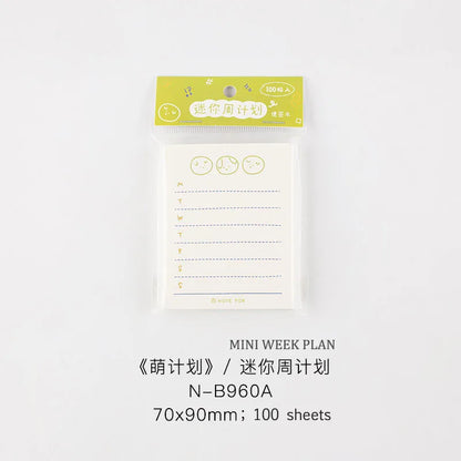 JIANWU 100sheets/50sheets Cute Plan Series Memo Pad Kawaii To Do List Weekly Plan Daily Plan Stationery School Office Supplie
