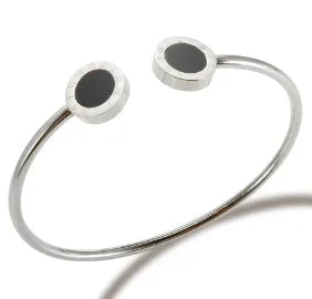 Fashion Simple Stainless Steel 3 Crystal Bracelet Bangle - B25 Silver