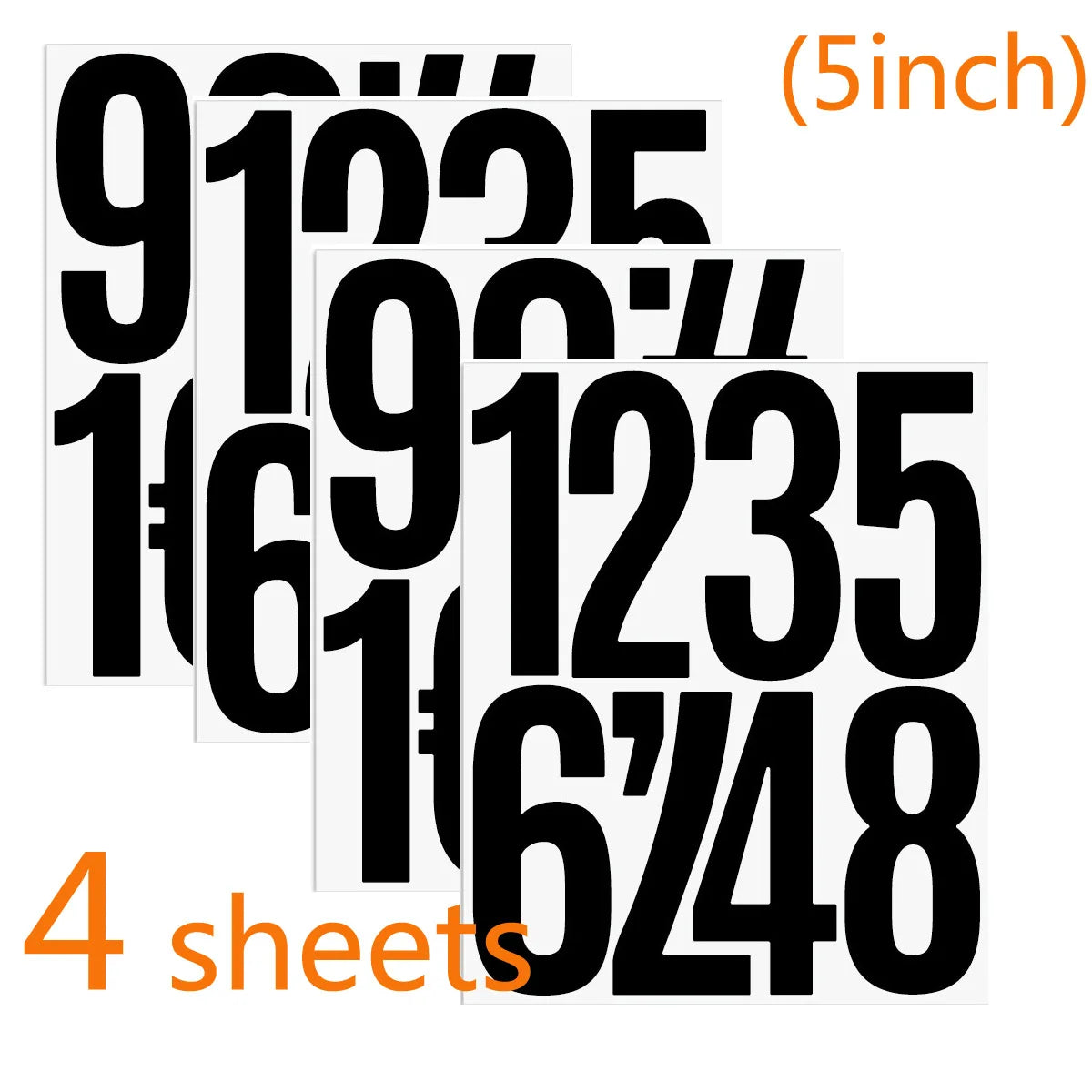 4 Sheets 5 Inch Big Alphabet Letter Numbers Stickers Removable Waterproof Letter Stickers for Car Mailbox Home Shop Office De