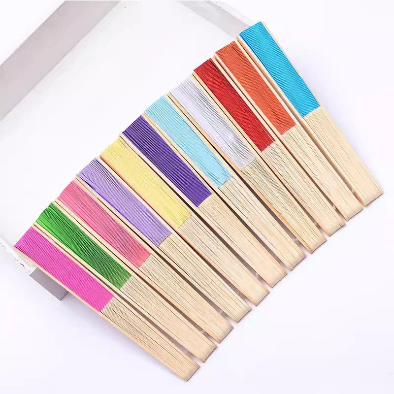 Hand Held Fan Paper Folding Fan Party Decorative New Fashionable Simple Decorative Blank Folding Fans Candy Colored Can DIY