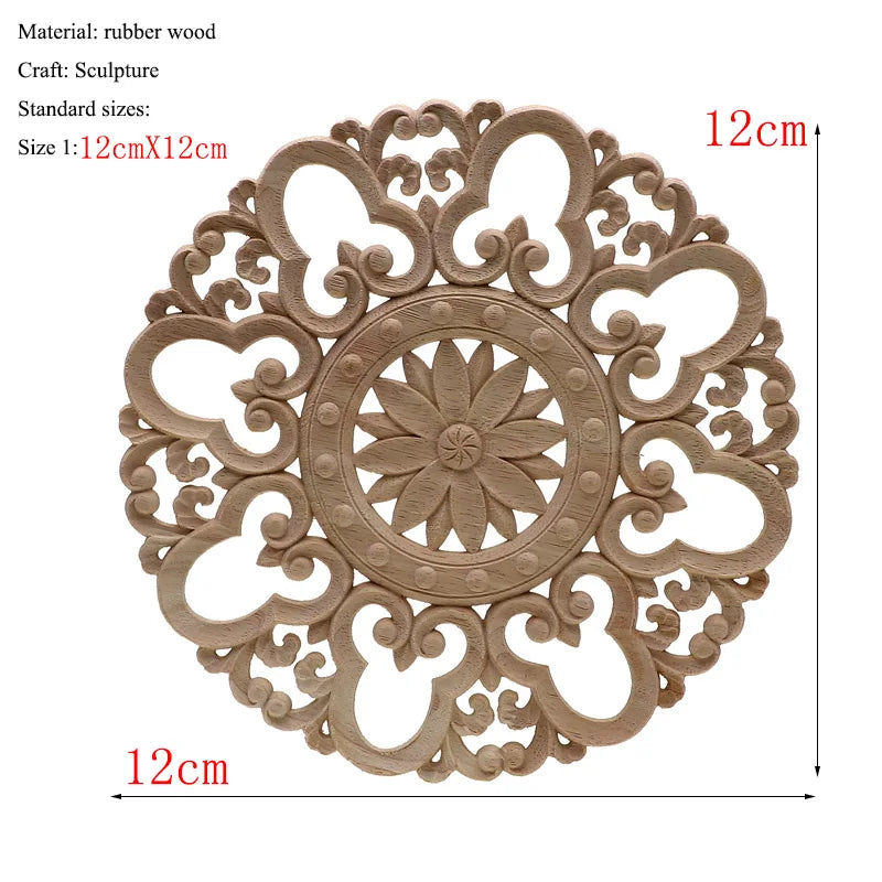 1Pc Unique Natural Floral Wood Carved Wooden Figurines Crafts Corner Appliques Frame Wall Door Furniture Woodcarving Decorati