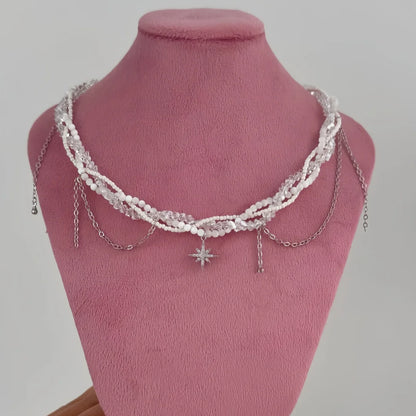 Minimalist Pearl Necklace for Women New Style Luxury Sensation Tassel Cold Tone Feng Shui Xiaomi Bead French Collar Chain