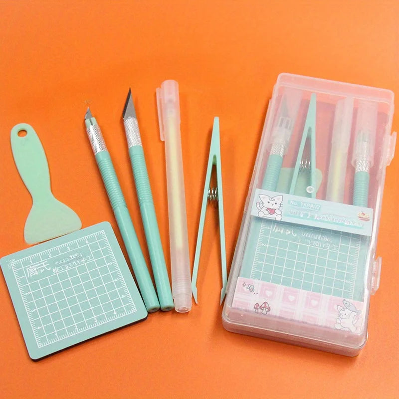 DIY Art Craft Tool Set with Cutting Mat & Sculpting Tools, Multi-Functional Creative Kit with Clear Storage Box for Handmade 