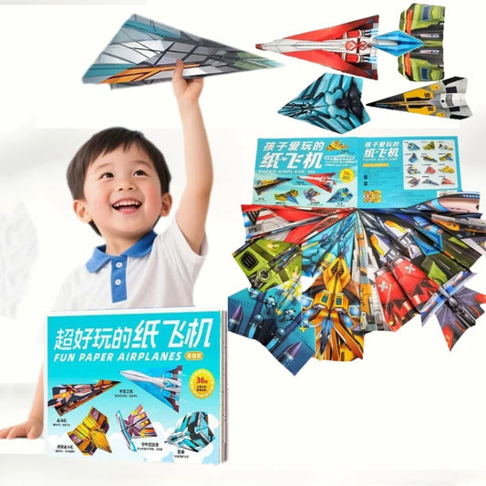 36Pcs DIY Children's Origami Airplane Parent-Child Full-Color Handmade Toy Airplane Educational Toy Hands-On Ability Puzzle T