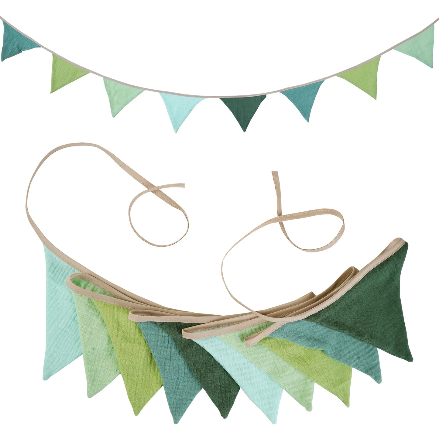 2.6M Nursery Fabric Bunting 10 Triangle Pennant Flags Party Decor Banner Home Baby Shower Carnival Garland