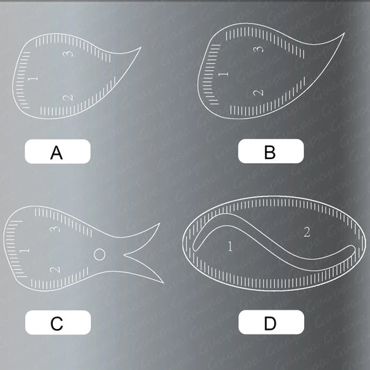 Tear Drop Arch Brow Mapping Tool Kit 1 Minute Brow Shaping Ruler Template Stencils Fast Drawing PMU Eyebrow Hairstroke Eyelin