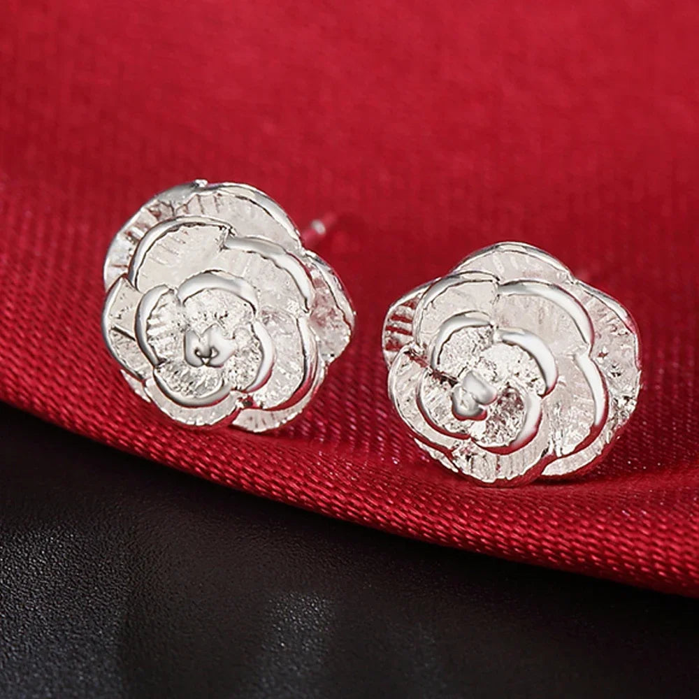 925 Sterling Silver Earrings Simple Round Circle Hoop Earrings For Woman Fashion Wedding Engagement Charm Jewelry - Caramel