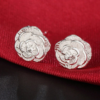 925 Sterling Silver Earrings Simple Round Circle Hoop Earrings For Woman Fashion Wedding Engagement Charm Jewelry - Caramel