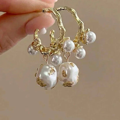 Vintage Geometry Irregular Eardrop Personality Asymmetry Dripping Oil Earrings for Women Fashion Daily Commuting Jewelry Gift