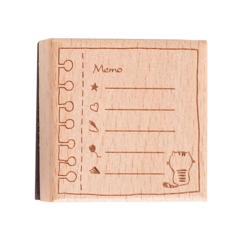 Cute Cat Daily Monthly Calendar Wood Stamp Journaling To Do List Memo Clock in Stamps for Scrapbooking Hobby DIY Craft Suppli